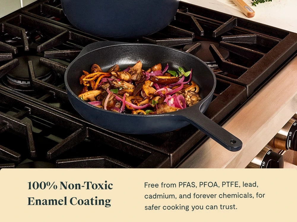 Enameled Cast Iron Skillet Trio - 3-Piece Set With Excellent Heat Retention - US 5550