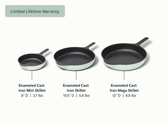 Enameled Cast Iron Skillet Trio - 3-Piece Set With Excellent Heat Retention - US 5298