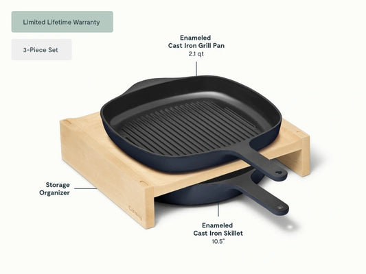 Cast Iron Skillet &amp; Grill Pan Duo - Versatile duo for grilling, searing, and frying with even heat and easy cleanup. - US 3513