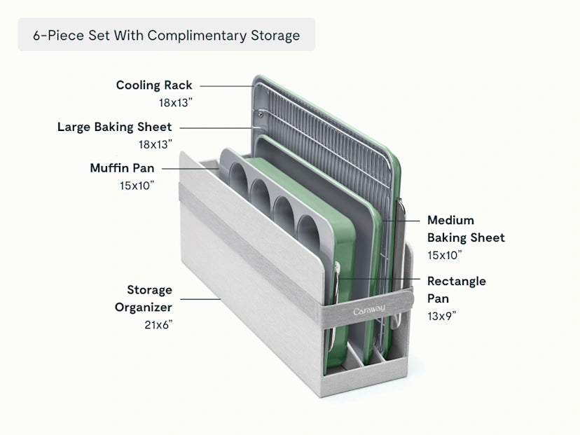 Half Bakeware Set - 6-Piece Set With Complimentary Storage - US 2082