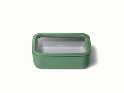 Medium Storage Container - Ceramic-coated 6.6 cup glass Container built for clean storing. - US 5410