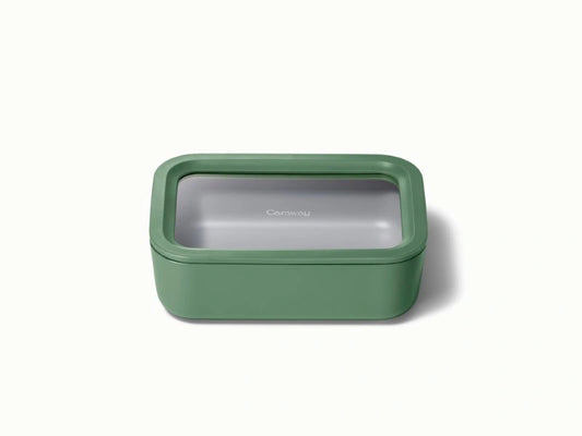 Medium Storage Container - Ceramic-coated 6.6 cup glass Container built for clean storing. - US 5410