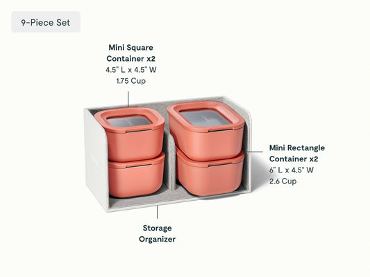 Mini Food Storage Set - 9-pc set of clean, compact storage for meal prep and organization. - US 7489