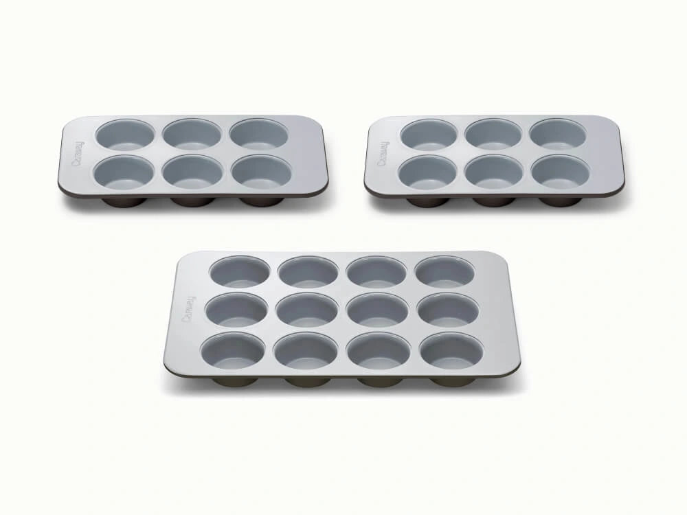 Muffin Pan Trio - 12-Cup &amp; 6-Cup Non-Stick Ceramic Muffin Pans - US 9720