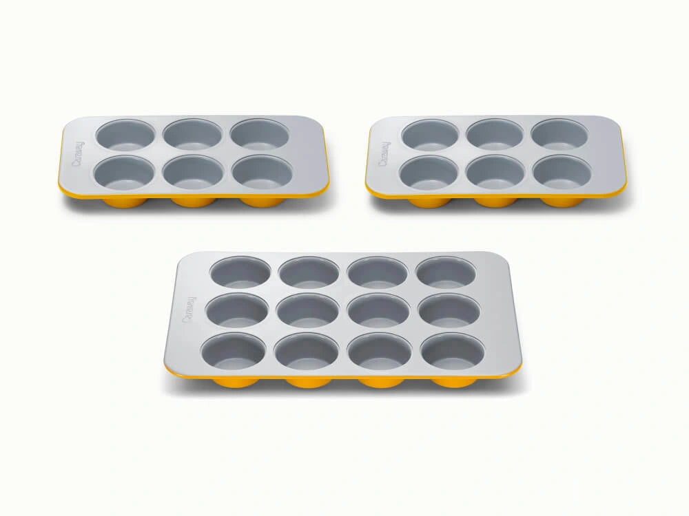 Muffin Pan Trio - 12-Cup &amp; 6-Cup Non-Stick Ceramic Muffin Pans - US 9213