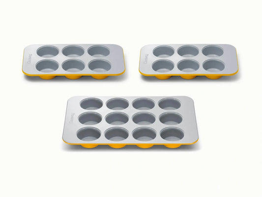 Muffin Pan Trio - 12-Cup &amp; 6-Cup Non-Stick Ceramic Muffin Pans - US 9213