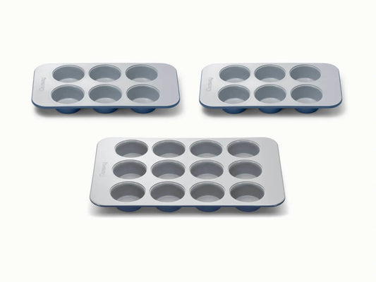 Muffin Pan Trio - 12-Cup &amp; 6-Cup Non-Stick Ceramic Muffin Pans - US 2532