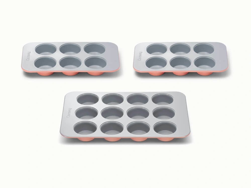 Muffin Pan Trio - 12-Cup &amp; 6-Cup Non-Stick Ceramic Muffin Pans - US 2416