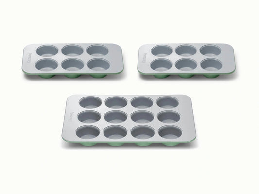 Muffin Pan Trio - 12-Cup &amp; 6-Cup Non-Stick Ceramic Muffin Pans - US 8602