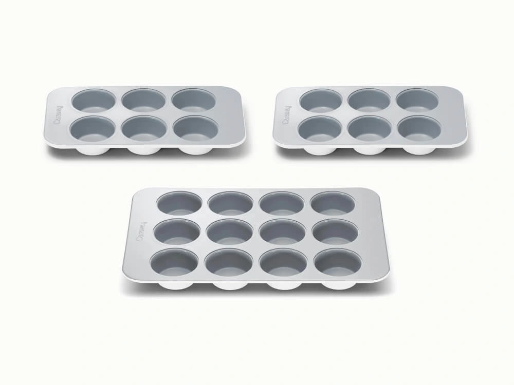 Muffin Pan Trio - 12-Cup &amp; 6-Cup Non-Stick Ceramic Muffin Pans - US 0384
