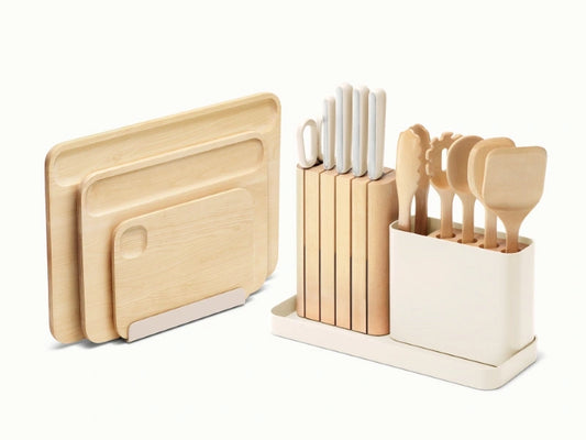Prep &amp; Boards Set - A one-stop-shop 18-piece cutting board, knife, &amp; utensil set. - US 7948