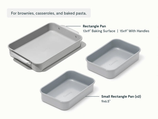 Rectangle Pan Trio - 13x9" &amp; 9x6.5" Non-Stick Ceramic Baking Pans - US 4131