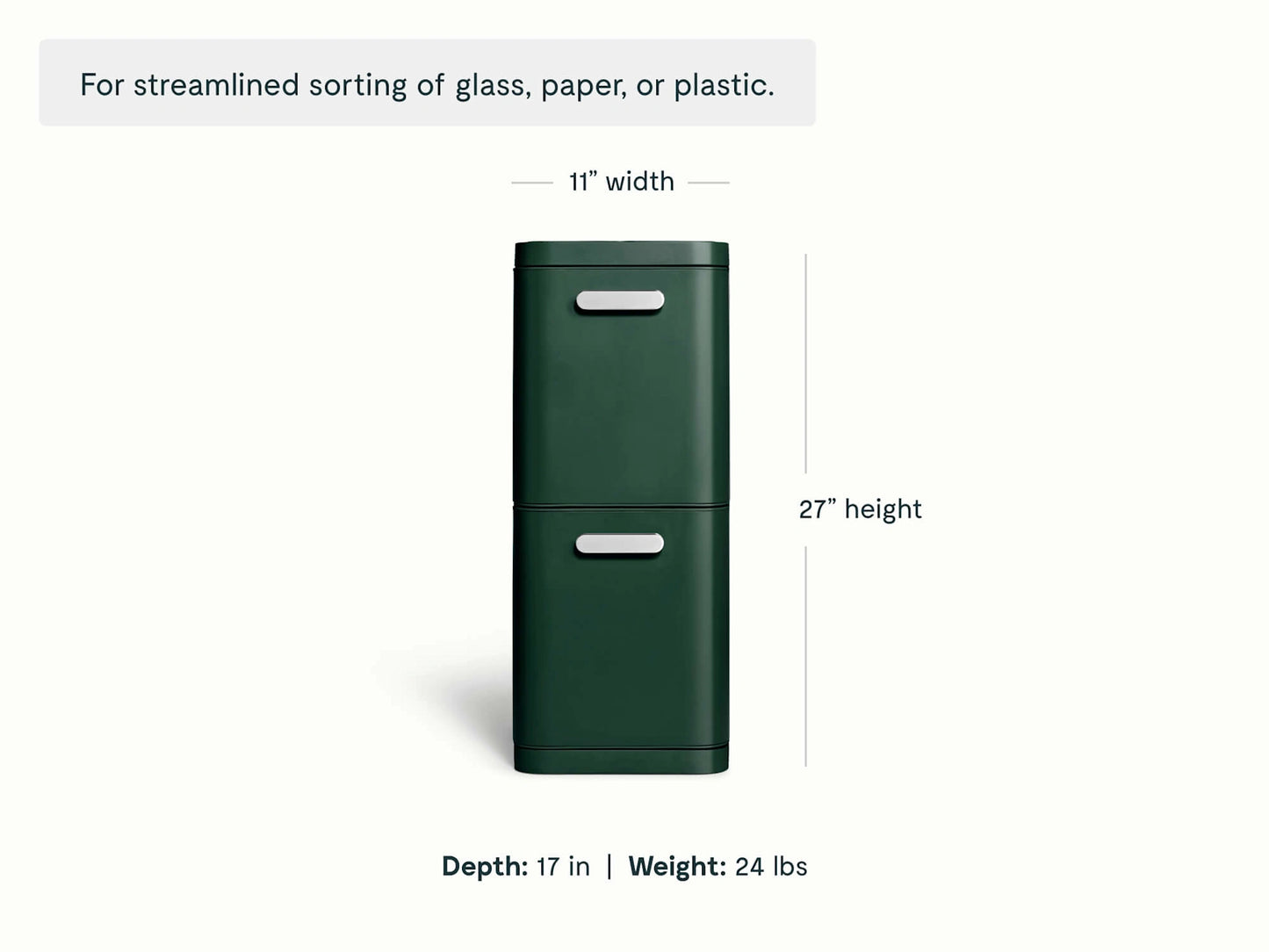 45L 2-Drawer Recycling Bin - Dual-Drawer Recycling Bin for Effortless Sorting - US 3566