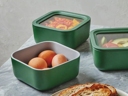 Small Storage Container - Ceramic-coated 4.4 cup glass Container built for clean storing. - US 7145