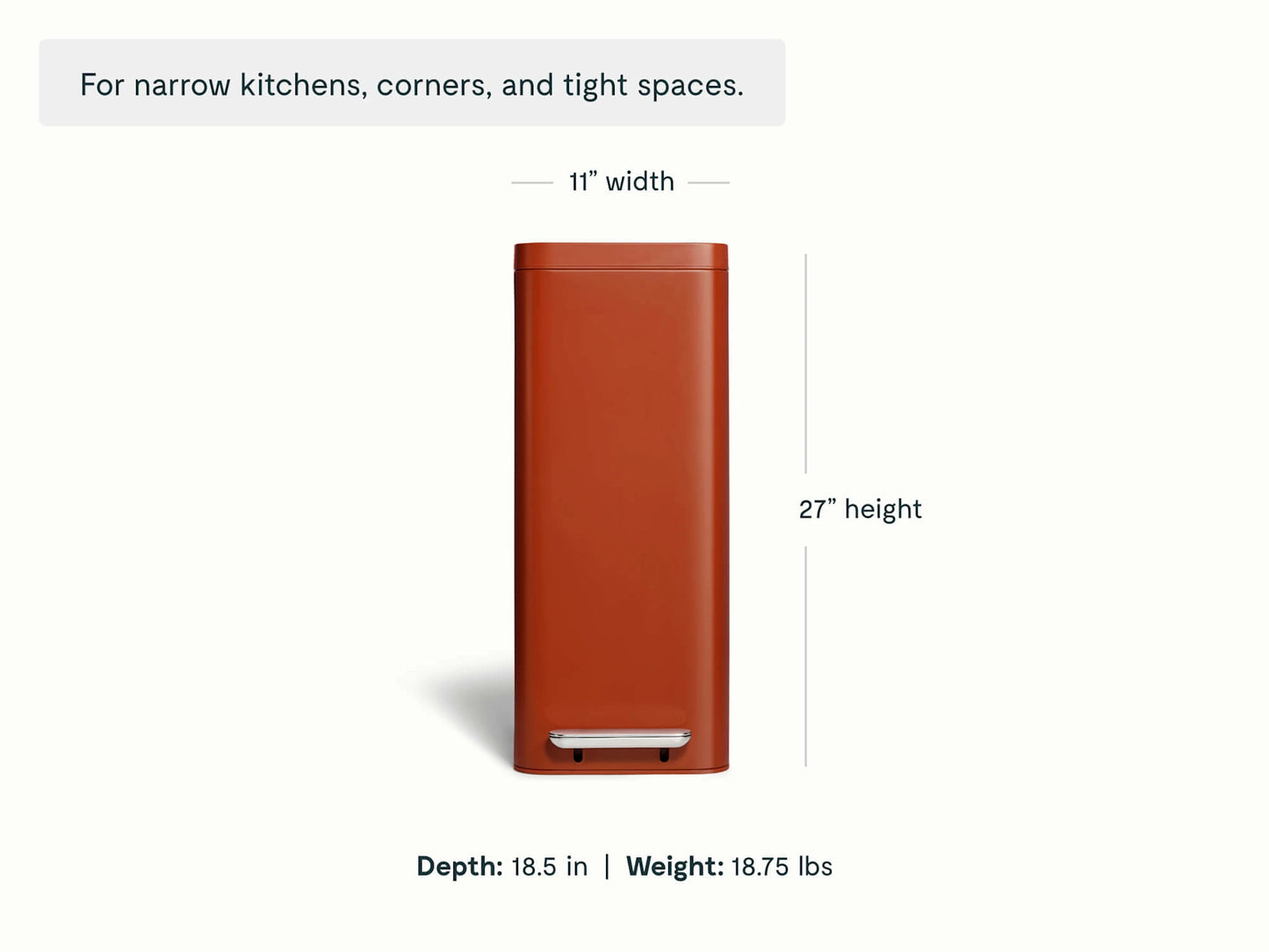 45L Slim Step Trash Can - Display-Worthy Trash Bin With Narrow Profile - US 8466