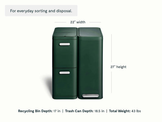 Trash & Recycling Duo (Slim) - A Cohesive System for Clean Sorting & Disposal - US 3142