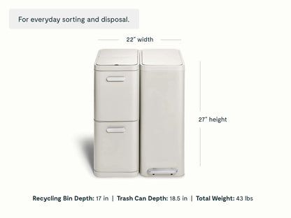 Trash &amp; Recycling Duo (Slim) - A Cohesive System for Clean Sorting &amp; Disposal - US 8144