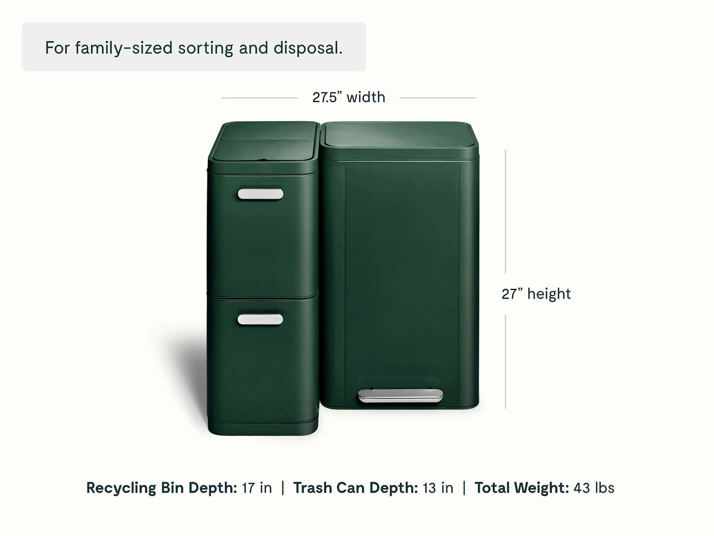 Trash &amp; Recycling Duo (Rectangular) - A Cohesive System for Clean Sorting &amp; Disposal - US 7273